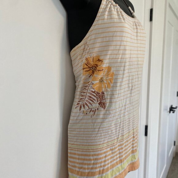Garage Halter Neck Open Back Striped Summer Floral Fiji Tank Top Size Medium - Picture 2 of 6